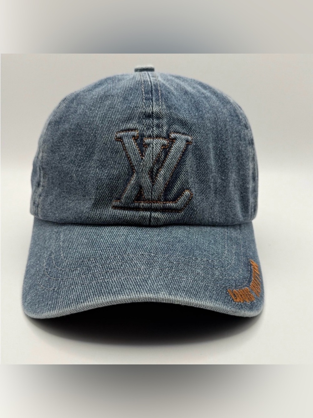 Monogrammed LV Blue Denim Cap hat NWT